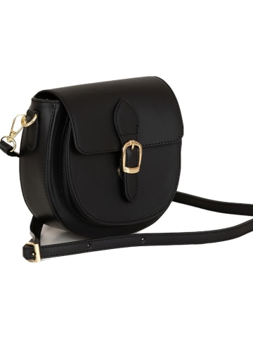 Lia Biassoni Leder-Umhängetasche "Accesa" in Schwarz - (B)24 x (H)18 x (T)12 cm
