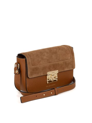 Lia Biassoni Leder-Umhängetasche "Camoscio" in Cognac - (B)24 x (H)16 x (T)7 cm