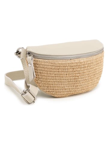 Lia Biassoni Skórzana saszetka "Niccone" w kolorze beżowym - 25 x 14 x 4 cm