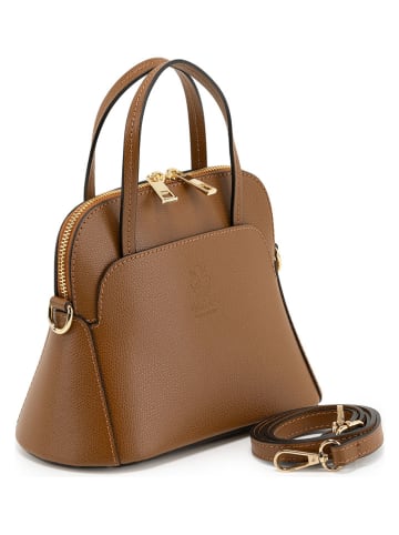 Lia Biassoni Leder-Henketasche "Bozzone" in Hellbraun - (B)28 x (H)17 x (T)11 cm