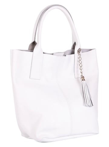 Pia Sassi Skórzany shopper bag "Monte Cimone" w kolorze białym - 28 x 37 x 17 cm