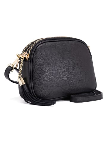 Pia Sassi Leren schoudertas "Monte Sparagio" zwart - (B)23 x (H)17 x (D)7 cm