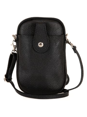 Pia Sassi Leren smartphonetas "Serrottini" zwart - (B)11 x (H)19 x (D)2 cm