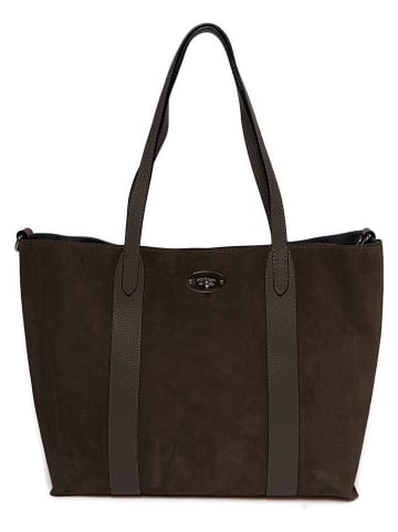 Mia Tomazzi Skórzany shopper bag "Bersezio" w kolorze brązowym - 45 x 29 x 12 cm