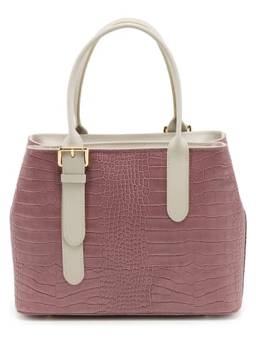 Mia Tomazzi Skórzana torebka w kolorze jasnoróżowo-beżowym - 41 x 24 x 11 cm