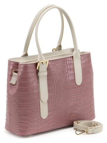 Mia Tomazzi Leder-Henkeltasche "Berengario" in Rosa/ Beige - (B)41 x (H)24 x (T)11 cm