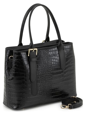 Mia Tomazzi Leren handtas "Berengario" zwart - (B)31 x (H)24 x (D)11 cm