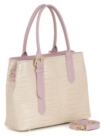 Mia Tomazzi Leder-Henkeltasche "Berengario" in Beige/ Rosa - (B)31 x (H)24 x (T)11 cm