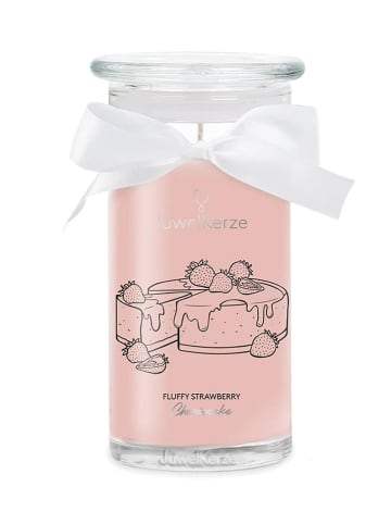Juwelkerze Świeca zapachowa "Fluffy Strawberry & Cheesecake" z kolczykami - 400 g