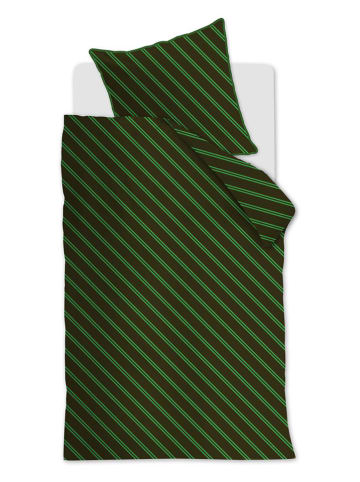 Beddinghouse Komplet pościeli satynowej "Diagonal" w kolorze oliwkowo-zielonym