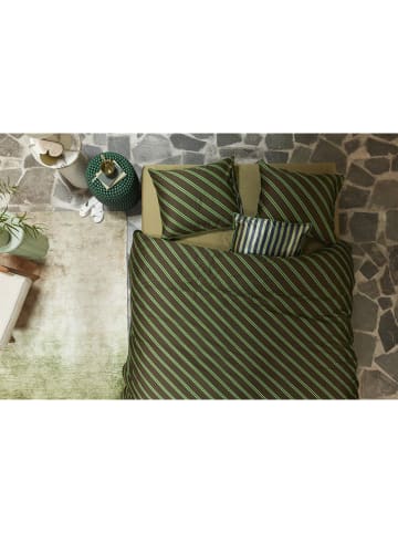 Beddinghouse Komplet pościeli satynowej "Diagonal" w kolorze oliwkowo-zielonym