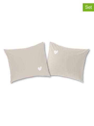 Beddinghouse 2-delige set: kussenhoezen ''Heart'' beige - (L)60 x (B)70 cm