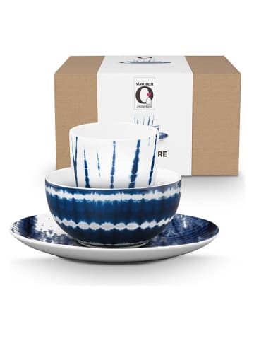 New Edition 3-delige ontbijtserviesset ''Tie-Dye'' blauw/wit