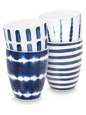 New Edition 4er-Set: Becher ''Tie-Dye'' in Blau/ Weiß - 425 ml