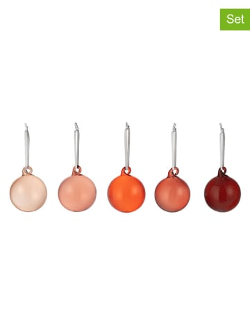 iittala 5-delige set: kerstballen beige/oranje/rood - Ø 4 cm