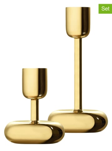 iittala 2er-Set: Kerzenhalter ''Nappula'' in Gold