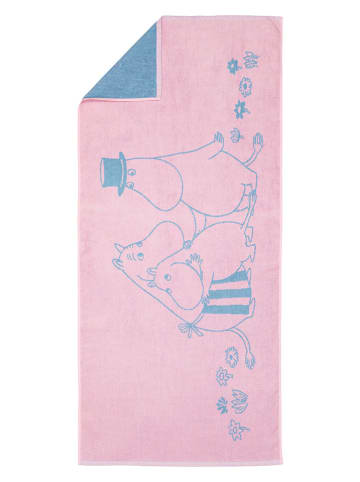 Moomin Duschtuch "Family Time" in Rosa/ Hellblau - (L)140 x (B)70 cm