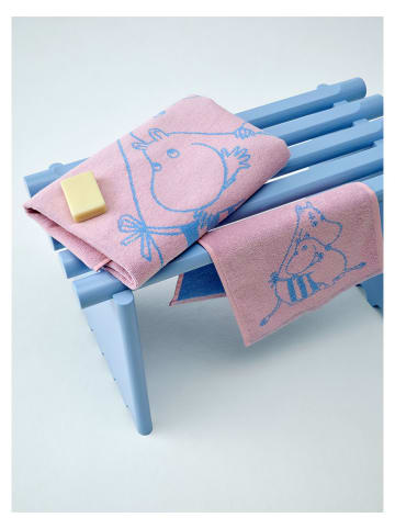 Moomin Badhanddoek "Family Time" lichtroze/lichtblauw - (L)140 x (B)70 cm