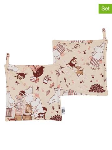 Moomin Łapki kuchenne (2 szt.) w kolorze beżowo-jasnobrązowym - 22 x 22 cm