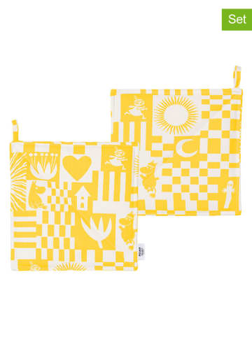 Moomin 2er-Set: Topflappen ''Party'' in Gelb - (L)22 x (B)22 cm