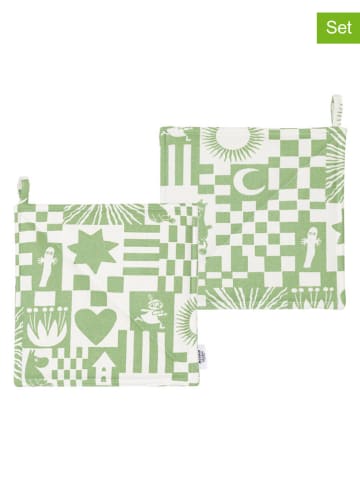 Moomin 2er-Set: Topflappen ''Party'' in Grün - (L)22 x (B)22 cm