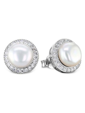 Les Favorites Zilveren oorstekers met edelstenen en parels