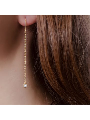 Les Favorites Vergulde oorhangers met edelstenen