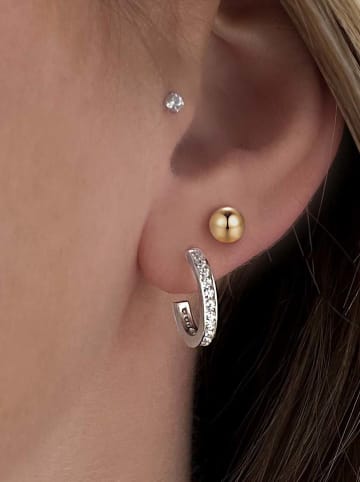 Les Favorites Zilveren halfcreolen met edelstenen