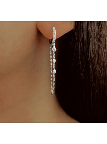 Les Favorites Silber-Creolen mit Edelsteinen