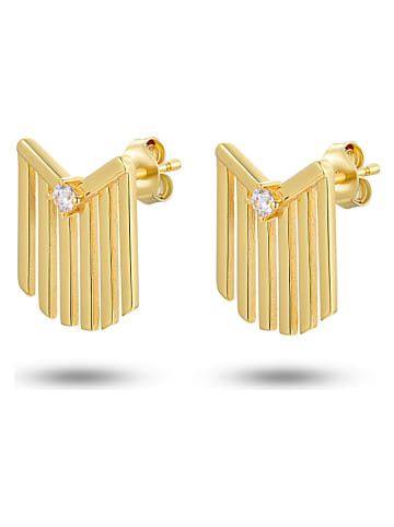 Les Favorites Vergulde oorstekers met edelstenen