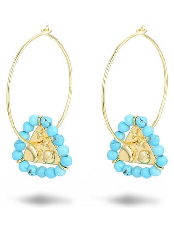 Les Favorites Pozłacane kolczyki-kreole z kamieniami ozdobnymi