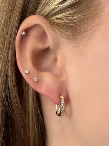 Les Favorites Vergulde creolen met edelstenen