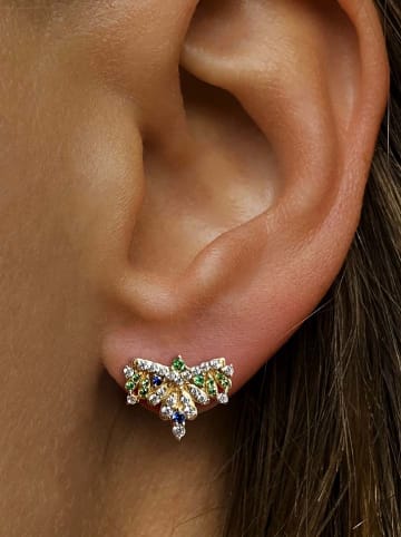 Les Favorites Vergulde oorstekers met edelstenen