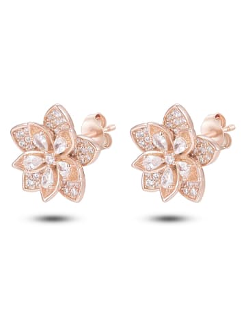 Les Favorites Rosévergulde oorstekers met edelstenen