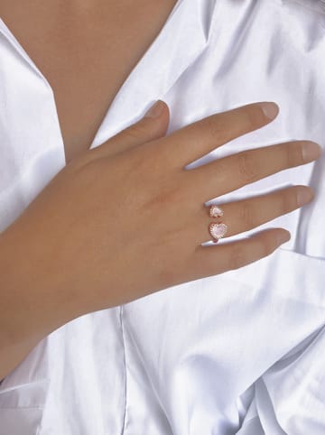 Les Favorites Rosévergulde ring met edelstenen en parelmoer