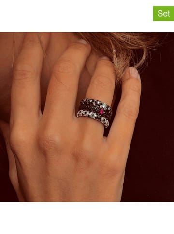 Les Favorites 2er-Set: Silber-Ringe mit Edelsteinen