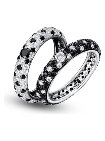Les Favorites 2er-Set: Silber-Ringe mit Edelsteinen