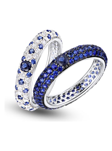 Les Favorites 2-delige set: zilveren ringen met edelstenen