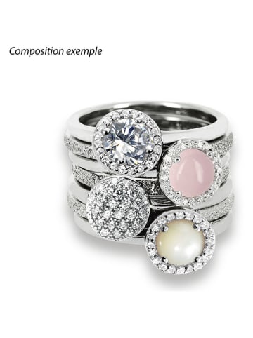 Les Favorites Srebrny pierścionek z cyrkoniami i masą perłową