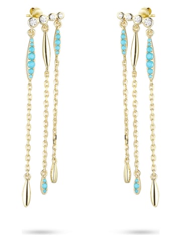 Les Favorites Pozłacane kolczyki-wkrętki z cyrkoniami i kamieniami ozdobnymi