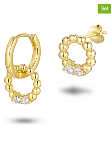 Les Favorites 2-częściowy zestaw pozłacanych kolczyków z cyrkoniami