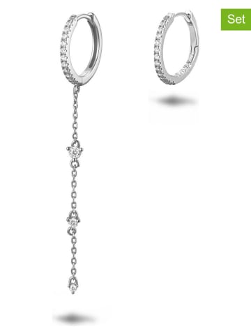 Les Favorites Srebrne kolczyki-kreole (2 szt.) z cyrkoniami