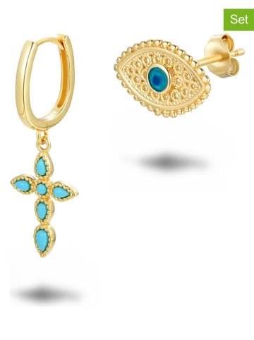 Les Favorites 2-częściowy zestaw pozłacanych kolczyków