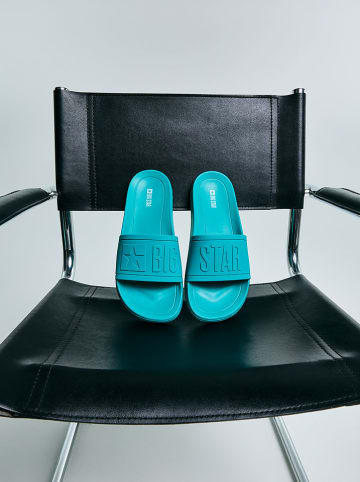 BIG STAR Klapki w kolorze turkusowym