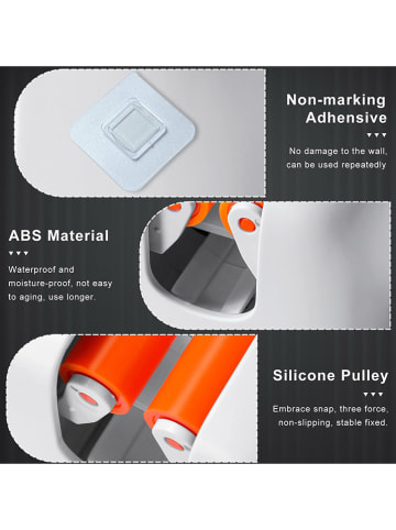 Joybos Besenhalterung in Weiß/ Orange - (B)6 x (H)8 x (T)3 cm