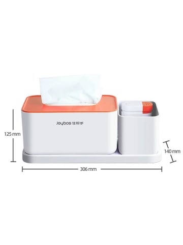 Joybos Organizer in Weiß/ Orange - (B)30,6 x (H)12,5 x (T)14 cm