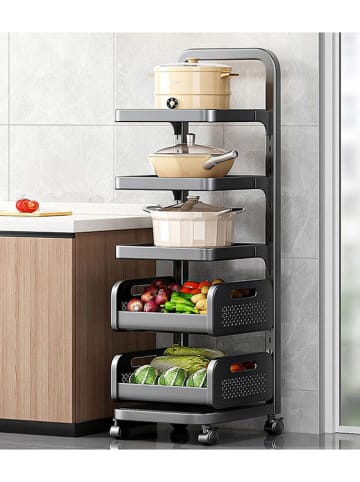 Joybos Regał w kolorze czarnym na kółkach - 35 x 105 x 29 cm