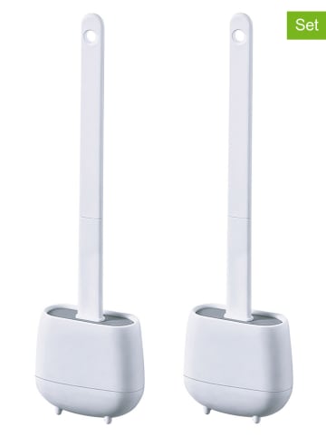 Joybos 2-delige set: toiletborstelhouder wit - (B)11 x (H)36 x (D)3,5 cm