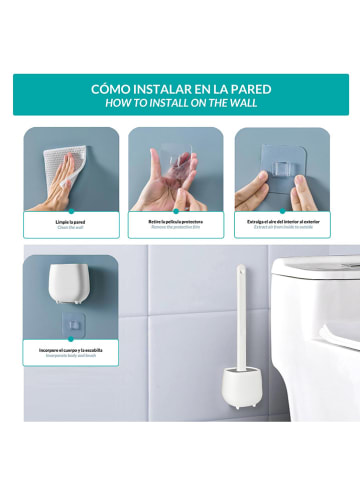 Joybos 2-delige set: toiletborstelhouder wit - (B)11 x (H)36 x (D)3,5 cm