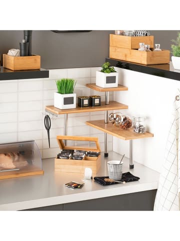 Joybos Regał narożny w kolorze jasnobrązowo-srebrnym - 45 x 38,5 x 43 cm